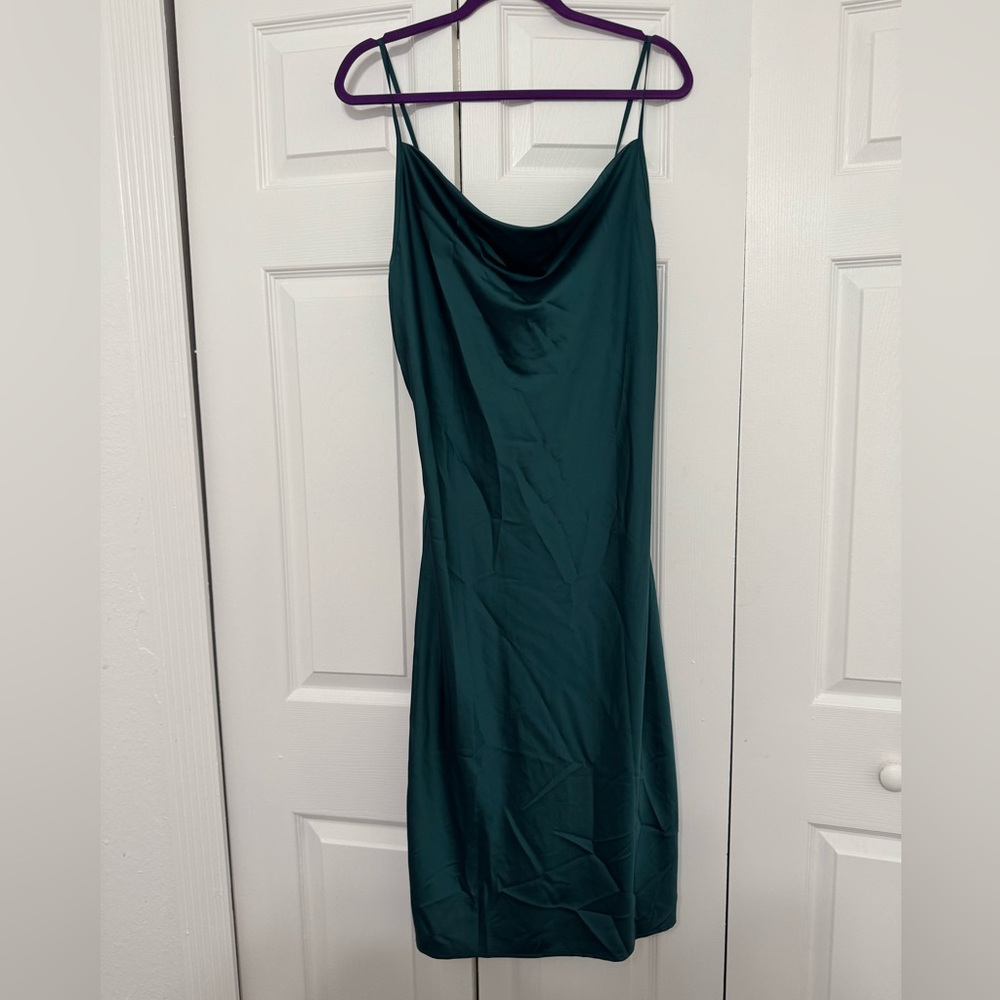 Forever 21 Silky Emerald Cowl Neck Slip Dress